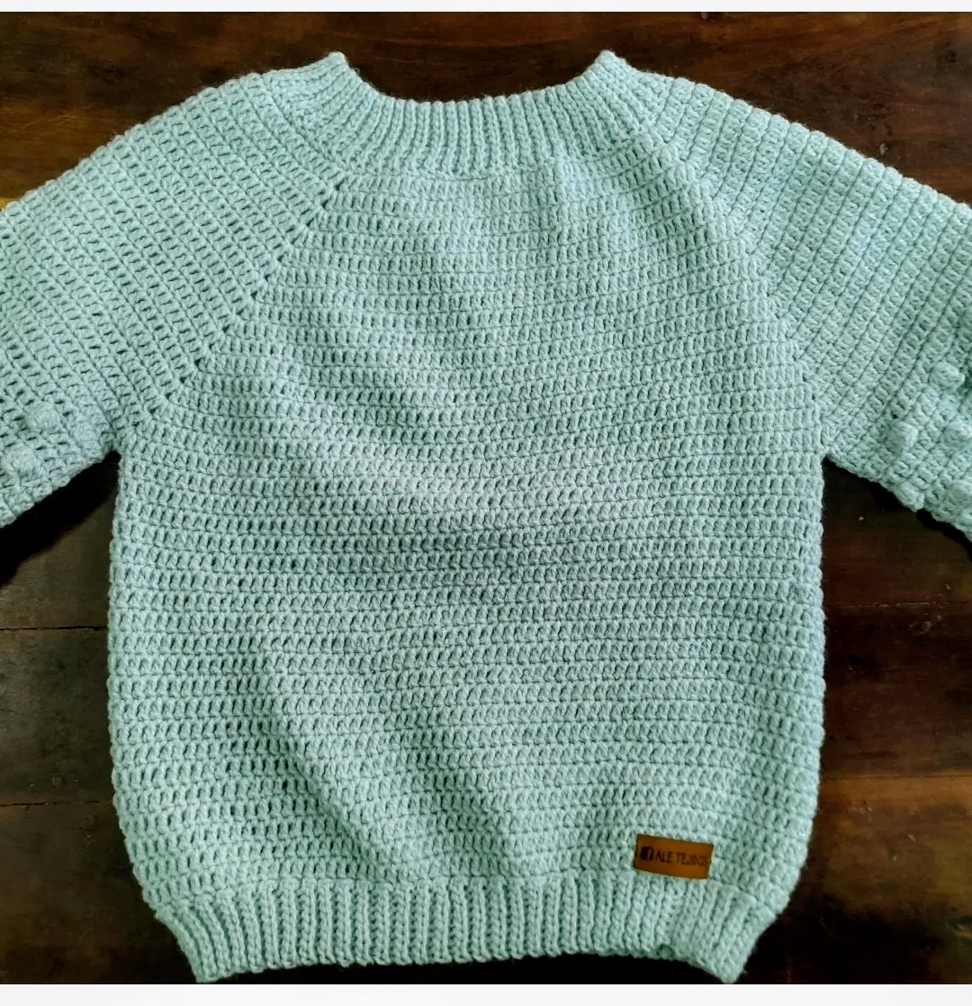 Ale Tejidos — sweater de bebé en verde agua